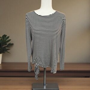 NWOT Boutique Nautical Stripe long sleeve top with knot tie detail large